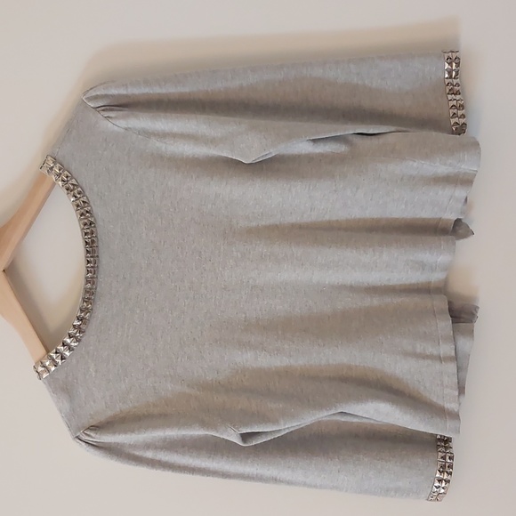 Inc International Concepts Beaded Jeweled Silver/Gray Sweater/Blouse - Picture 8 of 9